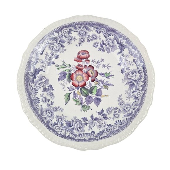 Copeland Spode Mayflower 2 Salad Plates Floral Lavender Border Vintage England - Picture 2 of 11